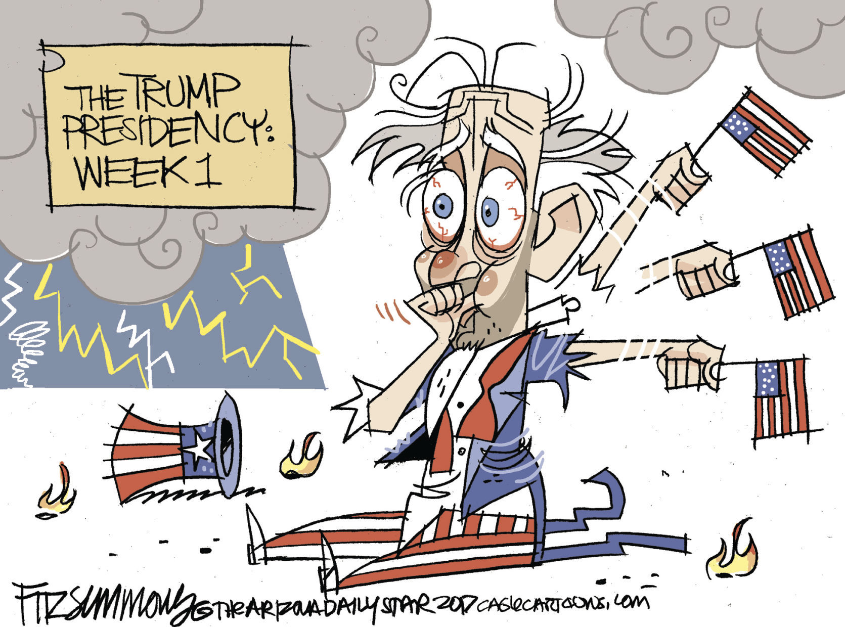 Daily Fitz Cartoon: Trump's First Days